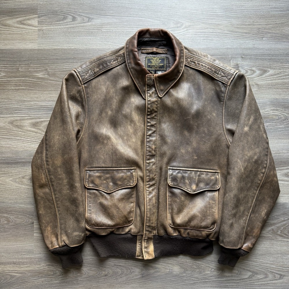 COCKPIT USA Mustang A-2 Goatskin Leather Jacket Brown Z21P008 Made in USA  XL